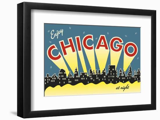 Chicago skyline-Vintage Reproduction-Framed Art Print