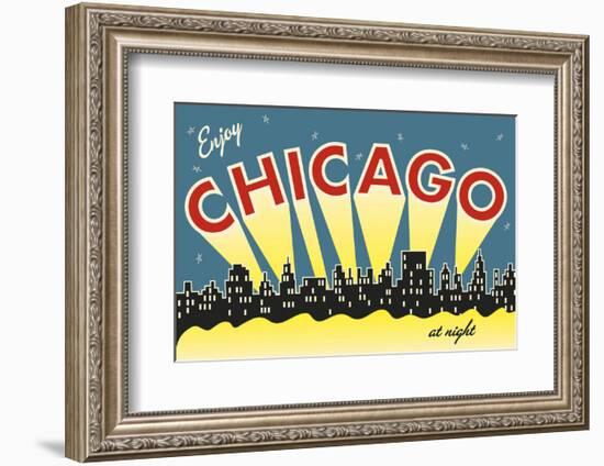 Chicago skyline-Vintage Reproduction-Framed Art Print