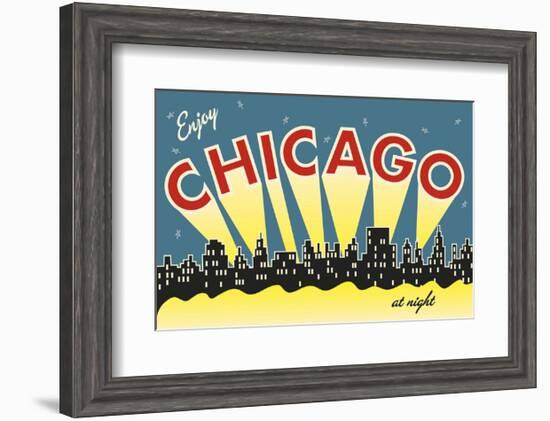 Chicago skyline-Vintage Reproduction-Framed Art Print