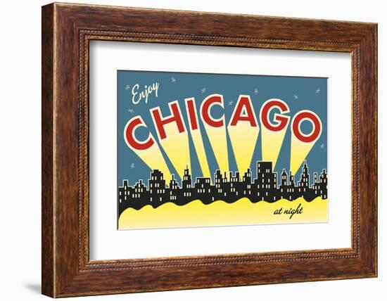 Chicago skyline-Vintage Reproduction-Framed Art Print