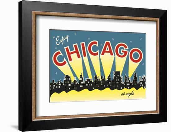 Chicago skyline-Vintage Reproduction-Framed Art Print