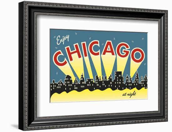 Chicago skyline-Vintage Reproduction-Framed Art Print