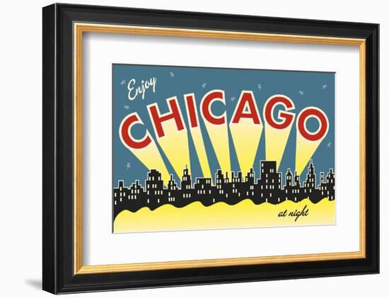 Chicago skyline-Vintage Reproduction-Framed Art Print