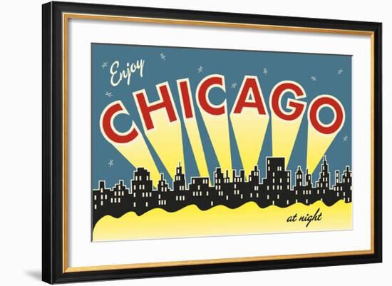 Chicago skyline-Vintage Reproduction-Framed Giclee Print