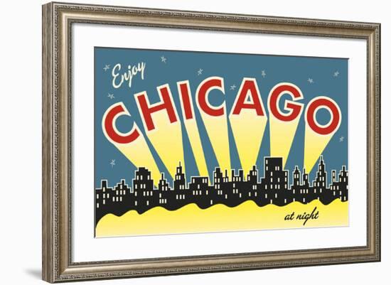 Chicago skyline-Vintage Reproduction-Framed Giclee Print