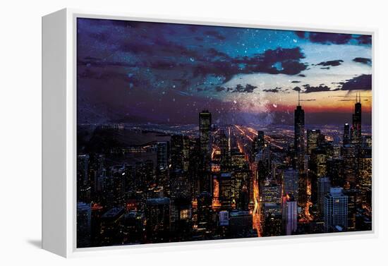 Chicago Skyline-Milli Villa-Framed Stretched Canvas