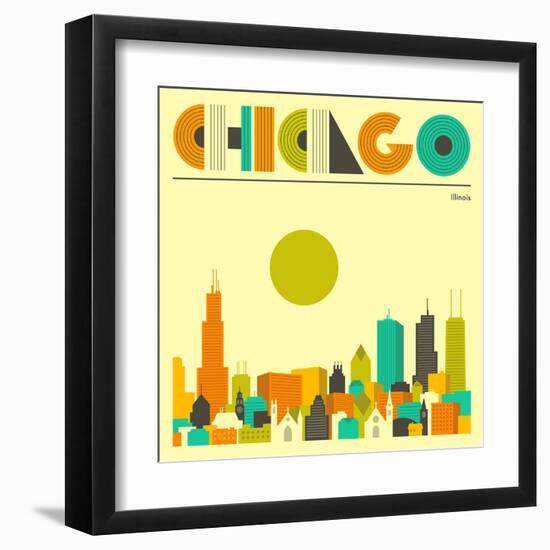 Chicago Skyline-Jazzberry Blue-Framed Art Print