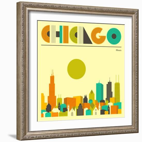 Chicago Skyline-Jazzberry Blue-Framed Art Print