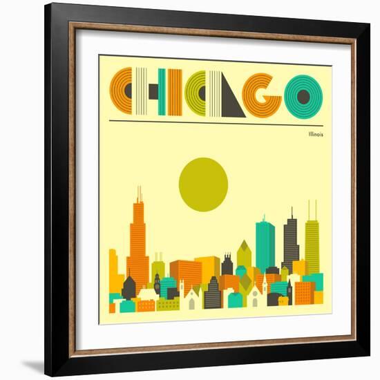 Chicago Skyline-Jazzberry Blue-Framed Art Print