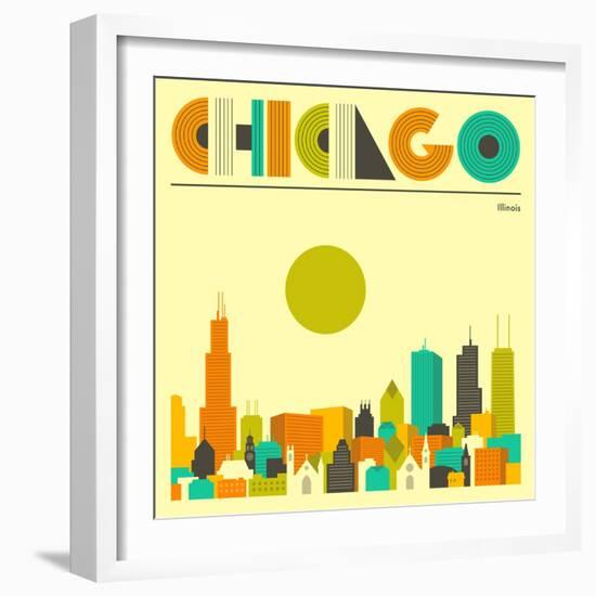 Chicago Skyline-Jazzberry Blue-Framed Art Print