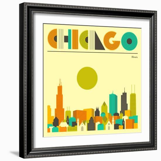 Chicago Skyline-Jazzberry Blue-Framed Art Print