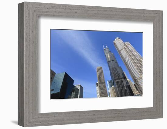 Chicago Skyscrapers Including the Willis Tower, Formerly the Sears Tower, Chicago, Illinois, USA-Amanda Hall-Framed Photographic Print