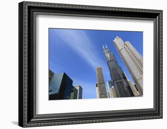 Chicago Skyscrapers Including the Willis Tower, Formerly the Sears Tower, Chicago, Illinois, USA-Amanda Hall-Framed Photographic Print