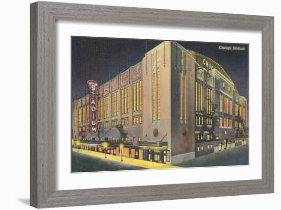 Chicago Stadium at Night, Chicago, Illinois-null-Framed Premium Giclee Print