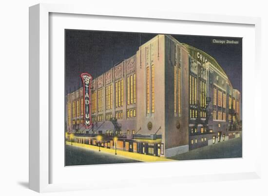 Chicago Stadium at Night, Chicago, Illinois-null-Framed Art Print