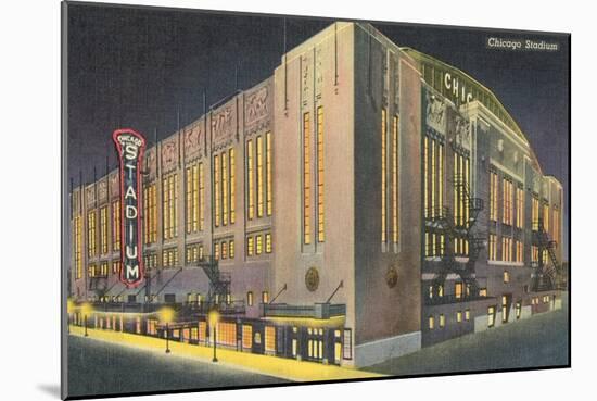 Chicago Stadium at Night, Chicago, Illinois-null-Mounted Art Print