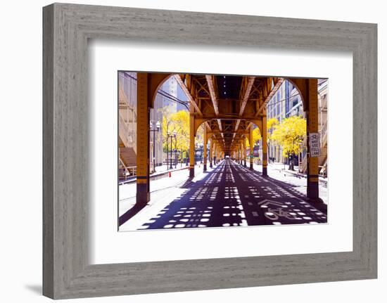 Chicago Street-Elevate Train-null-Framed Premium Giclee Print