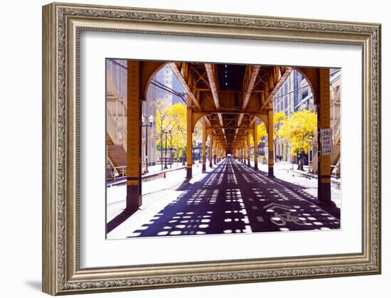 Chicago Street-Elevate Train-null-Framed Art Print