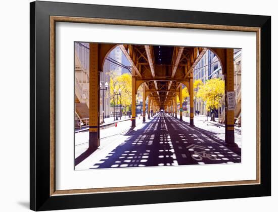 Chicago Street-Elevate Train-null-Framed Art Print