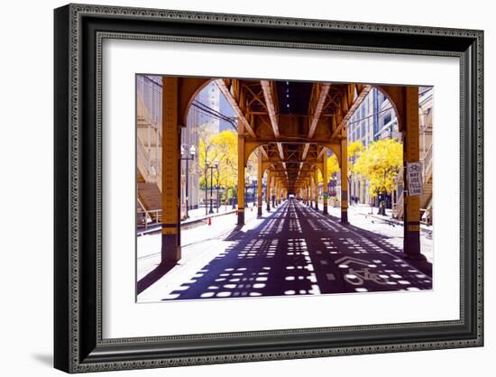 Chicago Street-Elevate Train-null-Framed Art Print