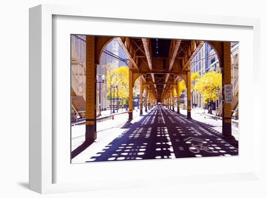 Chicago Street-Elevate Train-null-Framed Art Print