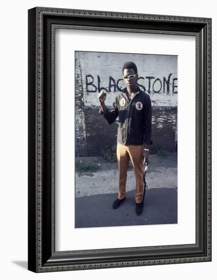 Chicago Street Gang Member from the Blackstone Rangers Showing His Fist, Chicago, IL, 1968-Declan Haun-Framed Photographic Print