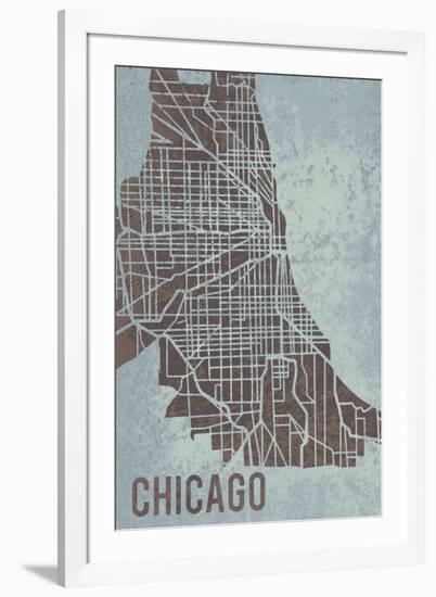 Chicago Street Map-Tom Frazier-Framed Giclee Print