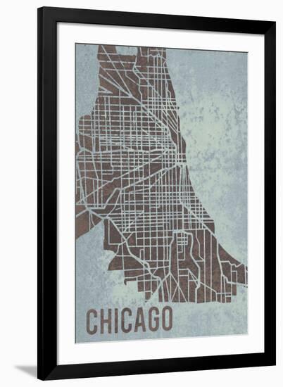 Chicago Street Map-Tom Frazier-Framed Giclee Print