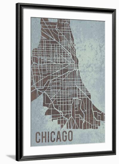 Chicago Street Map-Tom Frazier-Framed Giclee Print