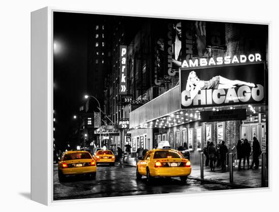 Chicago the Musical - Yellow Cabs in front of the Ambassador Theatre in Times Square by Night-Philippe Hugonnard-Framed Premier Image Canvas