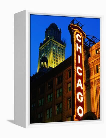 Chicago Theatre Facade and Illuminated Sign, Chicago, United States of America-Richard Cummins-Framed Premier Image Canvas