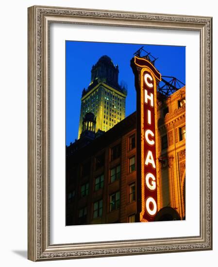 Chicago Theatre Facade and Illuminated Sign, Chicago, United States of America-Richard Cummins-Framed Photographic Print