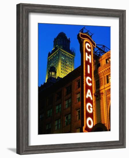 Chicago Theatre Facade and Illuminated Sign, Chicago, United States of America-Richard Cummins-Framed Photographic Print