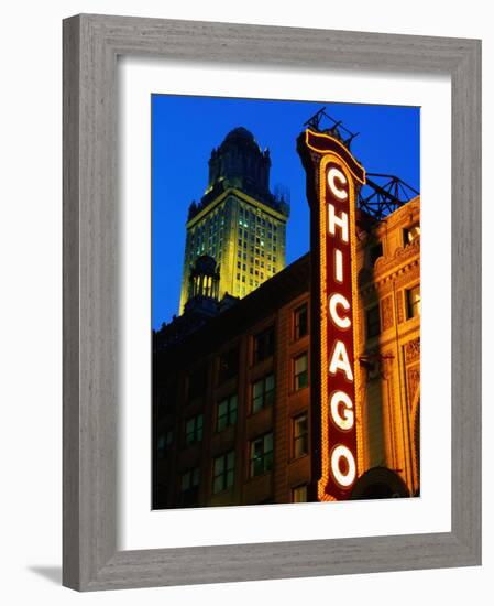 Chicago Theatre Facade and Illuminated Sign, Chicago, United States of America-Richard Cummins-Framed Photographic Print