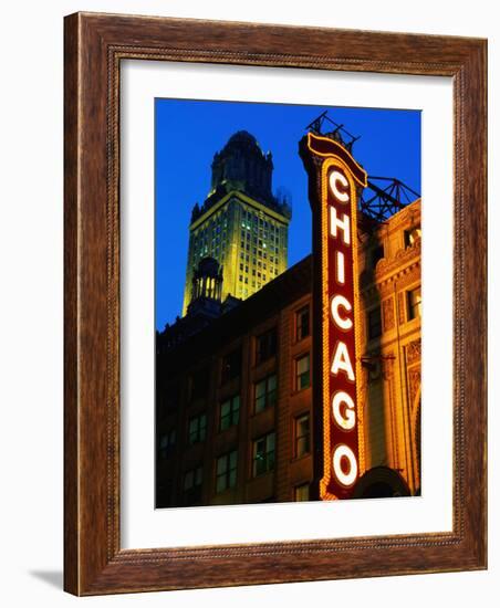 Chicago Theatre Facade and Illuminated Sign, Chicago, United States of America-Richard Cummins-Framed Photographic Print