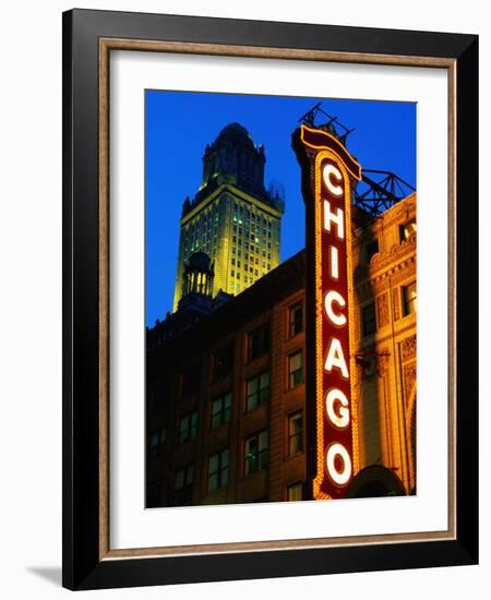 Chicago Theatre Facade and Illuminated Sign, Chicago, United States of America-Richard Cummins-Framed Photographic Print