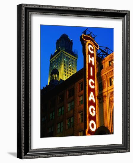 Chicago Theatre Facade and Illuminated Sign, Chicago, United States of America-Richard Cummins-Framed Photographic Print