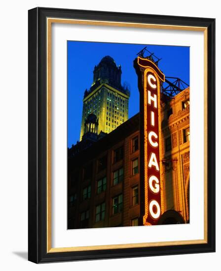 Chicago Theatre Facade and Illuminated Sign, Chicago, United States of America-Richard Cummins-Framed Photographic Print