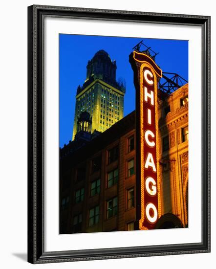 Chicago Theatre Facade and Illuminated Sign, Chicago, United States of America-Richard Cummins-Framed Photographic Print