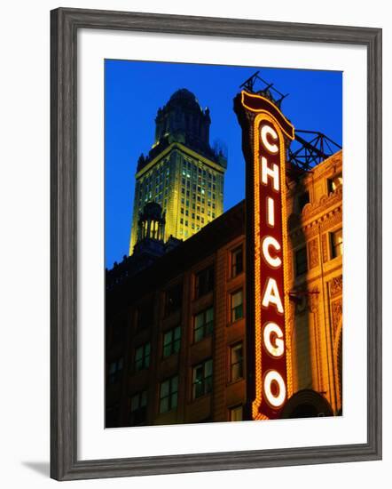 Chicago Theatre Facade and Illuminated Sign, Chicago, United States of America-Richard Cummins-Framed Photographic Print