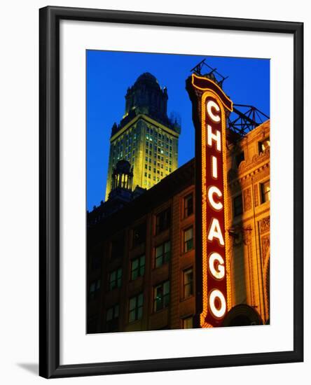 Chicago Theatre Facade and Illuminated Sign, Chicago, United States of America-Richard Cummins-Framed Photographic Print