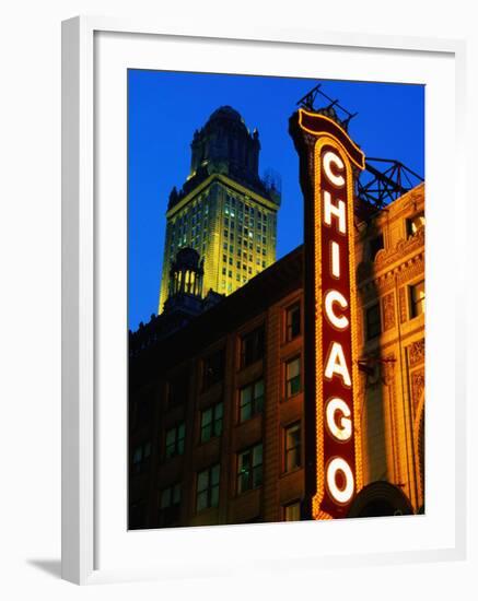 Chicago Theatre Facade and Illuminated Sign, Chicago, United States of America-Richard Cummins-Framed Photographic Print