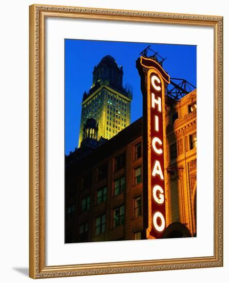 Chicago Theatre Facade and Illuminated Sign, Chicago, United States of America-Richard Cummins-Framed Photographic Print