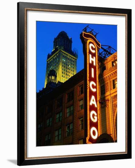 Chicago Theatre Facade and Illuminated Sign, Chicago, United States of America-Richard Cummins-Framed Photographic Print