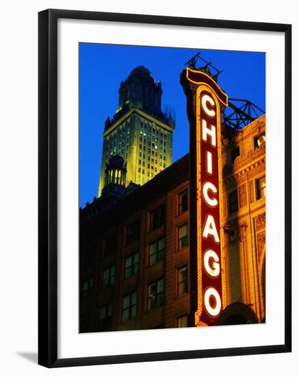 Chicago Theatre Facade and Illuminated Sign, Chicago, United States of America-Richard Cummins-Framed Photographic Print