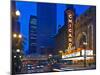 Chicago Theatre marquee at night, Chicago, Cook County, Illinois, USA-null-Mounted Photographic Print