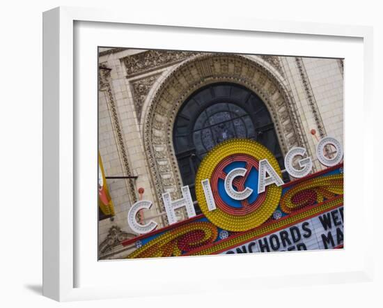 Chicago Theatre, Theatre District, Chicago, Illinois, United States of America, North America-Amanda Hall-Framed Photographic Print