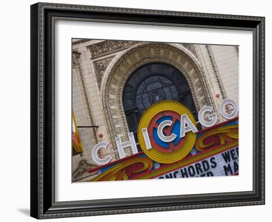 Chicago Theatre, Theatre District, Chicago, Illinois, United States of America, North America-Amanda Hall-Framed Photographic Print