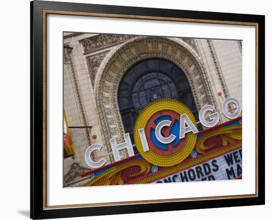 Chicago Theatre, Theatre District, Chicago, Illinois, United States of America, North America-Amanda Hall-Framed Photographic Print