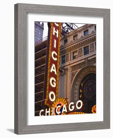Chicago Theatre, Theatre District, Chicago, Illinois, United States of America, North America-Amanda Hall-Framed Photographic Print
